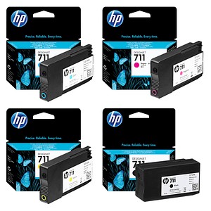 HP 711(CZ129A/CZ130A/CZ131A/CZ132A) schwarz, cyan, magenta, gelb Druckerpatronen, 4er-Set