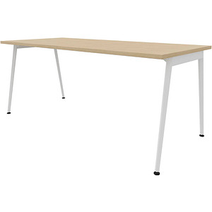 Quadrifoglio X3 Schreibtisch eiche rechteckig, 4-Fuß-Gestell weiß 180,0 x 80,0 cm