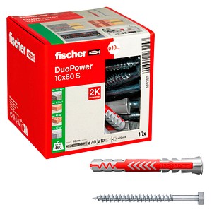fischer DuoPower 10x80 S 2K 538257 Dübel mit Schrauben Ø 10 mm x 80 mm, 10 St.