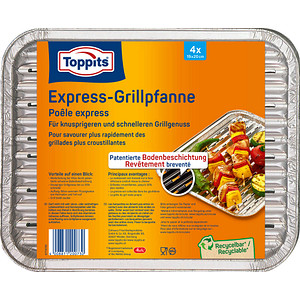 Toppits Aluschalen Express-Grillpfanne silber 20,0 x 19,0 cm, 4 St.