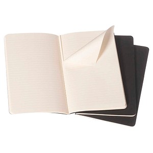 MOLESKINE Notizbücher Cahier ca. DIN A6 liniert, schwarz Softcover 64 Seiten, 3 St.