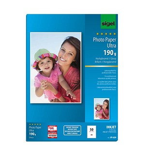 SIGEL Fotopapier IP639 DIN A4 hochglänzend 190 g/qm 50 Blatt SIGEL Fotopapier IP639 DIN A4 hochglänzend 190 g/qm 50 Blatt
