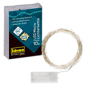 Idena 10er Micro LED Lichterkette weiß 1,20 m, 1 St.