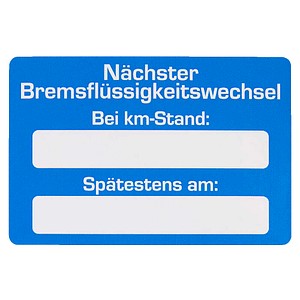 EICHNER Aufkleber Nächster Bremsflüssigkeitswechsel bei, blau/weiß, 250 St.