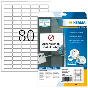 HERMA Etiketten 10003 weiß 35,6 x 16,9 mm, 25 Blatt