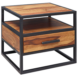 WOHNLING Nachttisch rechteckig Massivholz sheesham 50,0 x 45,0 x 45,0 cm, 1 St.