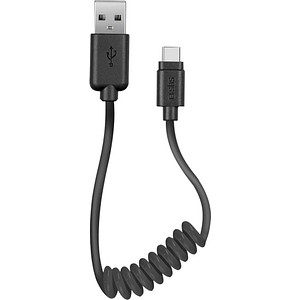 sbs USB 2.0 A/USB C Kabel 0,17 - 0,50 m schwarz, 1 St.