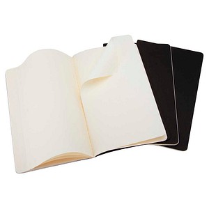 MOLESKINE Notizbücher Cahier ca. DIN A6 blanko, schwarz Softcover 64 Seiten, 3 St.
