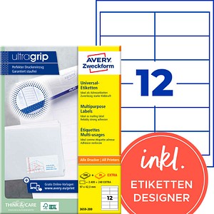 AVERY Zweckform Etiketten 3659-200 weiß 97,0 x 42,3 mm, 220 Blatt