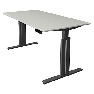 Kerkmann Move 3 elegant elektrisch höhenverstellbarer Schreibtisch lichtgrau rechteckig, T-Fuß-Gestell grau 160,0 x 80,0 cm