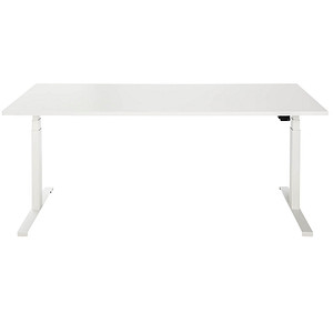ith möbel EasyT elektrisch höhenverstellbarer Schreibtisch titanweiß rechteckig, T-Fuß-Gestell weiß 180,0 x 80,0 cm