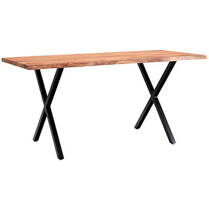 WOHNLING Esstisch akazie rechteckig, X-Fuß-Gestell schwarz, 140,0 x 80,0 x 76,0 cm
