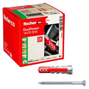 fischer DuoPower 14x70 S 538259 Dübel mit Schrauben Ø 12 mm x 60 mm, 8 St.