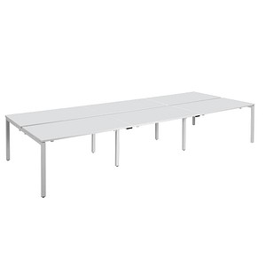PAPERFLOW easyDesk Doppelschreibtisch weiß rechteckig, 4-Fuß-Gestell weiß 420,0 x 166,0 cm
