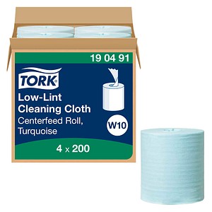 TORK Putztuchrollen Premium W10 1-lagig türkis, 200 Blätter, 4 Rollen