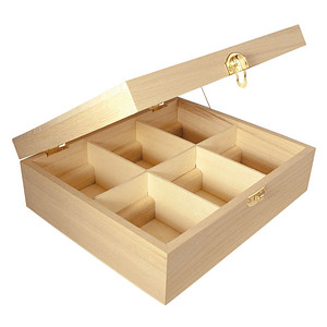 Rayher Bastelholz natur Teebox mit 6 Fächer, 1 St.
