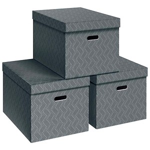 VON LEITZ Aufbewahrungsboxen 46,0 l grau 35,5 x 51,0 x 30,5 cm, 3 St.