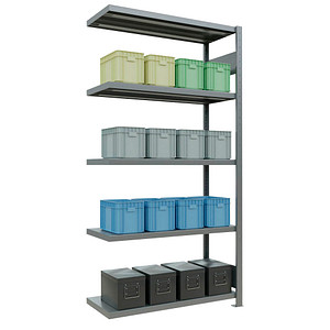 SCHULTE Anbau-Schwerlastregal MULTIplus 250 12945-LR silber 100,0 x 40,0 x 200,0 cm