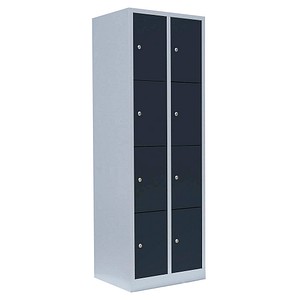 LÜLLMANN Schließfachschrank anthrazit, lichtgrau 520428, 8 Schließfächer 60,0 x 50,0 x 180,0 cm