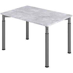 HAMMERBACHER YS12 höhenverstellbarer Schreibtisch beton rechteckig, 4-Fuß-Gestell grau 120,0 x 80,0 cm