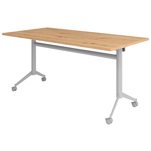 HAMMERBACHER Mehrzwecktisch KF 16 asteiche rechteckig, T-Fuß-Gestell silber, 160,0 x 80,0 x 75,0 cm