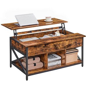 VASAGLE Couchtisch rechteckig Spanplatte braun 95,0 x 60,0 x 48,0 / 62,0 cm, 1 St.