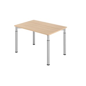 HAMMERBACHER YS12 höhenverstellbarer Schreibtisch eiche rechteckig, 4-Fuß-Gestell silber 120,0 x 80,0 cm