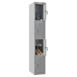 phoenix Spind Locker grau PL1430GGK, 4 Schließfächer 30,0 x 50,0 x 183,0 cm