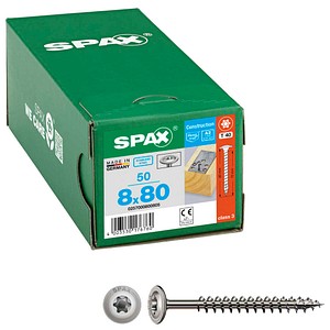 SPAX® Holzbauschrauben T40 Tellerkopf Edelstahl A2 0257000800805 8 mm x 80 mm, 50 St.