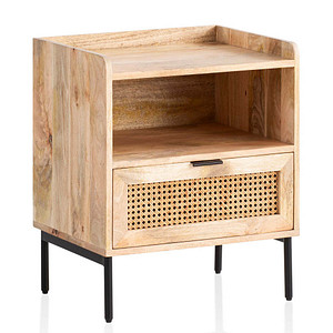 WOHNLING Nachttisch rechteckig Massivholz braun 50,0 x 40,0 x 60,0 cm, 1 St.