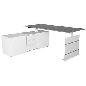 Kerkmann Move 3 elektrisch höhenverstellbarer Schreibtisch grafit, weiß rechteckig, Wangen-Gestell weiß 180,0 x 80,0 cm