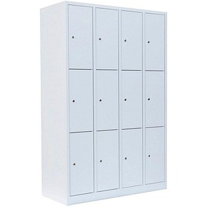 LÜLLMANN Schließfachschrank signalweiß 520347, 12 Schließfächer 117,0 x 50,0 x 180,0 cm