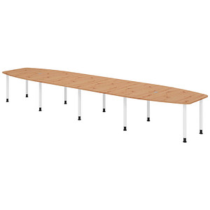 HAMMERBACHER Konferenztisch KT52C asteiche Tonnenform, Rundrohr weiß, 520,0 x 85,0/130,0 x 72,0 - 74,0 cm