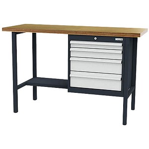 Simplaflex® Systemeinrichter Werkbank C-Line anthrazit, RAL 7016, lichtgrau, RAL 7035 4 Schubladen 150,0 x 60,0 x 96,0 cm