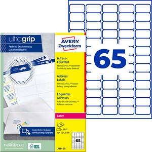 AVERY Zweckform Adressetiketten L7651-25 weiß 38,1 x 21,2 mm, 25 Blatt