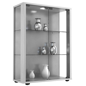 VCM my home Sintalo Vitrine silber 2 Fachböden mit Beleuchtung