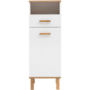 MÖBELPARTNER Badschrank Padua 142178 weiß glanz, eiche landhaus 40,4 x 35,0 x 114,5 cm