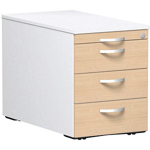 geramöbel Flex Rollcontainer weiß, buche 4 Auszüge 43,8 x 80,0 x 56,5 cm
