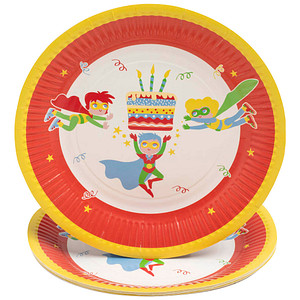 PROnappe Pappteller Superheld mehrfarbig Ø 23,0 cm, 10 St.