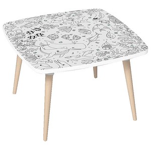 PAPERFLOW Kids Ozean Maltisch quadratisch Spanplatte weiß 60,0 x 60,0 x 40,0 cm, 1 St.