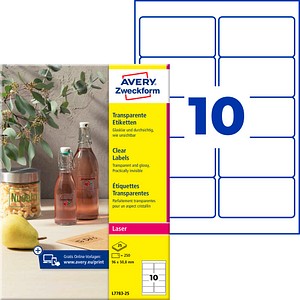 AVERY Zweckform Folienetiketten transparent 96,0 x 50,8 mm, 25 Blatt