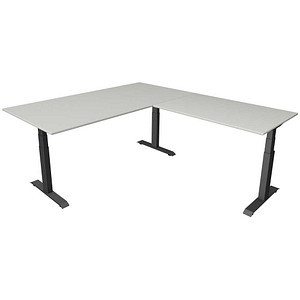 Kerkmann Move 4 elektrisch höhenverstellbarer Schreibtisch lichtgrau rechteckig, T-Fuß-Gestell grau 200,0 x 220,0 cm