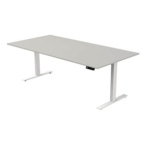 Kerkmann Move 3 elektrisch höhenverstellbarer Schreibtisch lichtgrau rechteckig, T-Fuß-Gestell weiß 200,0 x 100,0 cm