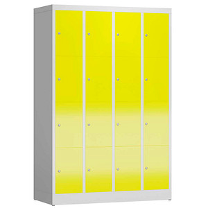 ClassiX Schließfachschrank lichtgrau, zinkgelb X-520446, 16 Schließfächer 118,5 x 50,0 x 180,0 cm