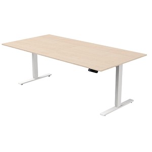 Kerkmann Move 3 elektrisch höhenverstellbarer Schreibtisch ahorn rechteckig, T-Fuß-Gestell weiß 200,0 x 100,0 cm
