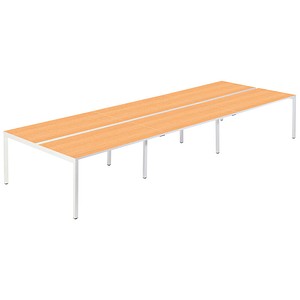 PAPERFLOW easyDesk Doppelschreibtisch buche rechteckig, 4-Fuß-Gestell weiß 480,0 x 166,0 cm