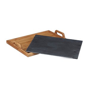 relaxdays Tablett braun rechteckig 40,5 x 32,0 cm, 1 St.