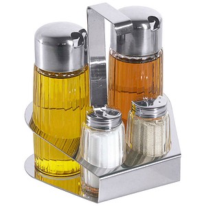contacto Menage  Salz/Pfeffer, Essig/Öl transparent/silber, 1 St.