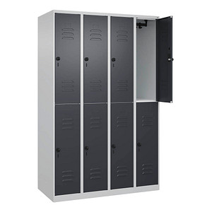 CP Spind Classic Plus anthrazitgrau, lichtgrau 080300-40 S10007, 8 Schließfächer 120,0 x 50,0 x 185,0 cm