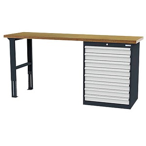 Simplaflex® Systemeinrichter Werkbank C-Line anthrazit, RAL 7016, lichtgrau, RAL 7035 8 Schubladen 200,0 x 60,0 x 96,0 cm